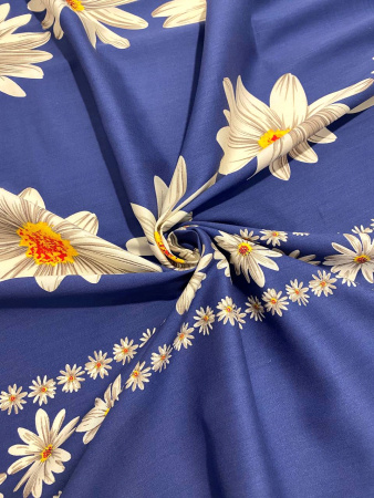 Джинс РОМАШКИ фон синий