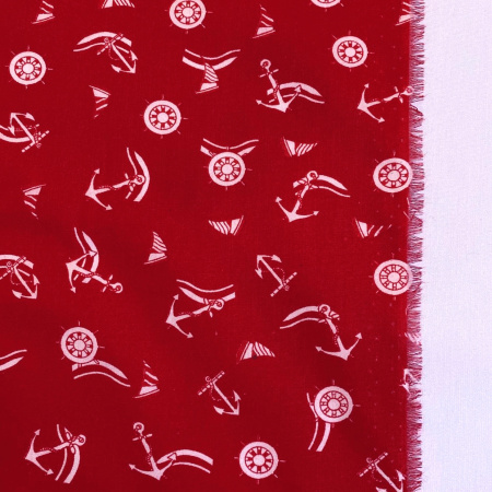 Сорочечная ткань ЯКОРЯ красная