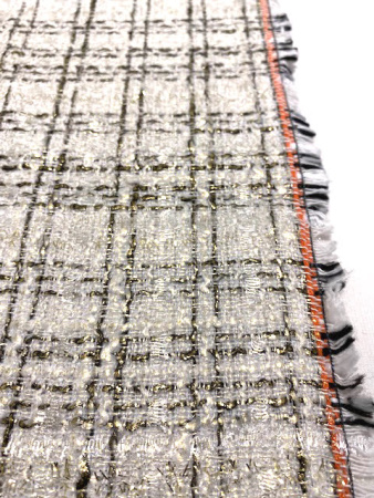 ткани Твид "Черная клетка на молочном фоне"