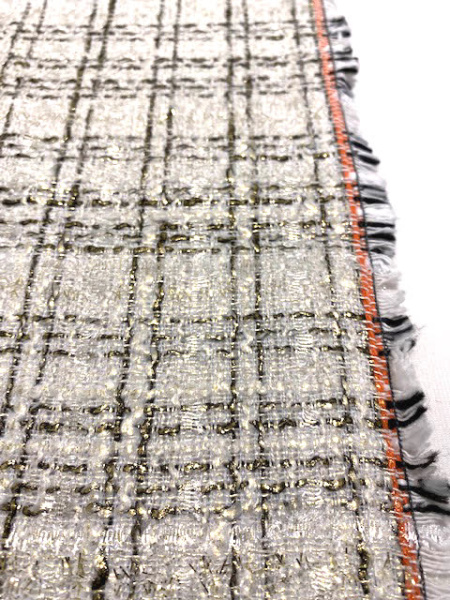 ткани Твид "Черная клетка на молочном фоне"