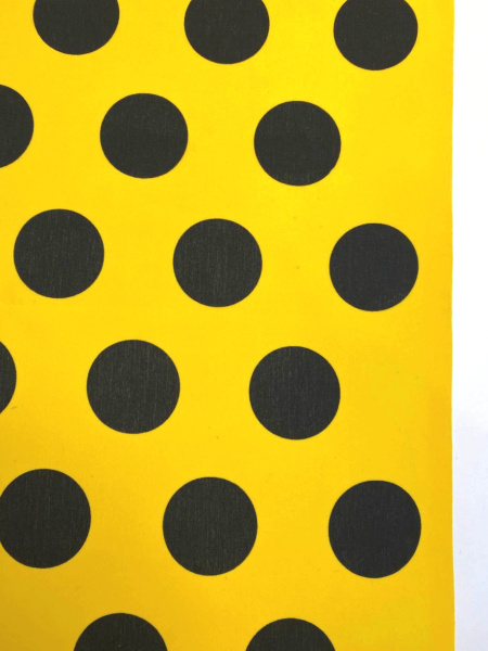 Поливискоза ГОРОШКИ ЧЕРНЫЕ на желтом