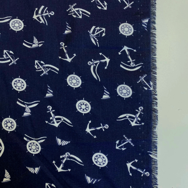 Сорочечная ткань ЯКОРЯ синяя