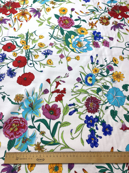 Хлопок МАГИЯ ЛЕТА фон молочный