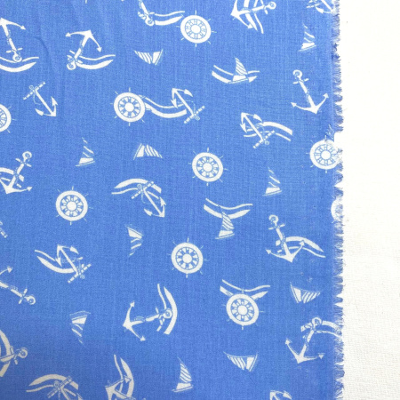 Сорочечная ткань ЯКОРЯ голубая