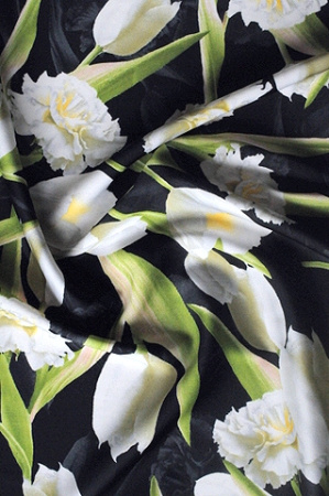 Шелк искусственный ЖЕЛТЫЕ ТЮЛЬПАНЫ