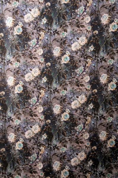 Шерсть плательная ЦВЕТЫ ШИПОВНИКА сине-бирюзовый