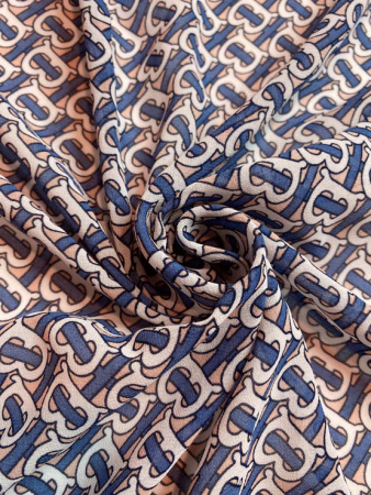 Креп - шифон МОНОГРАММА  синий