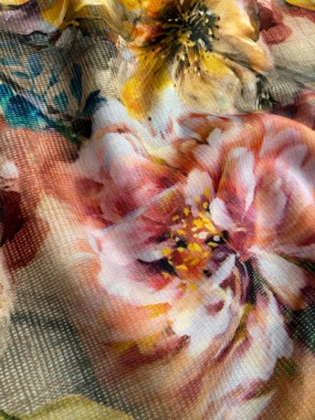 Трикотаж (Водолаз) "Цветочный десерт" трикотажная ткань