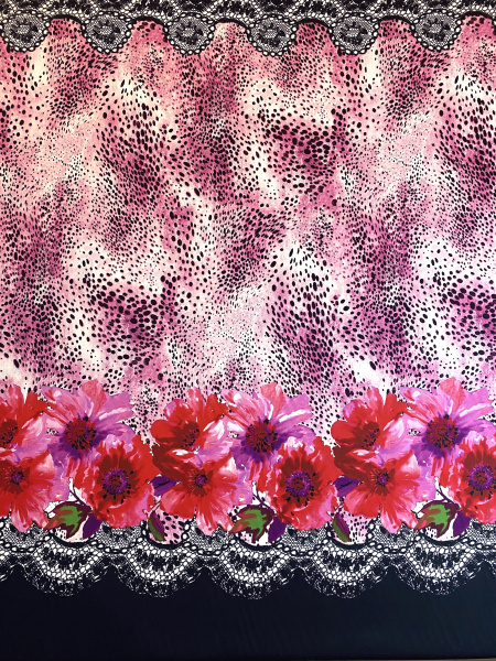 Хлопок КРУЖЕВО на фуксии