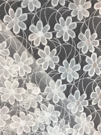 Гипюр "Мелкие цветочки" молочный ткань