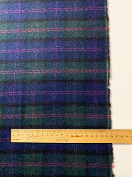 Ткань костюмная ШОТЛАНДКА сине-зеленая ткани