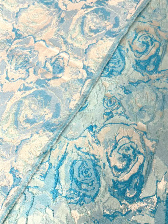 Жаккард "Объемные розы" бирюза ткань