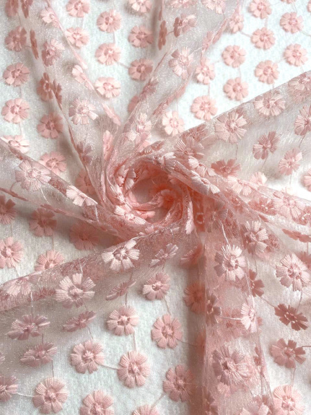 Кружевное полотно МЕЛКИЕ ЦВЕТОЧКИ персик Кружевное полотно МЕЛКИЕ ЦВЕТОЧКИ персик ткань