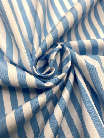 Сорочечная ткань ПОЛОСКА голубая
