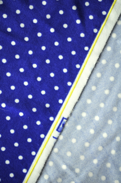 Бифлекс для купальников Белые горошки синий фон 2