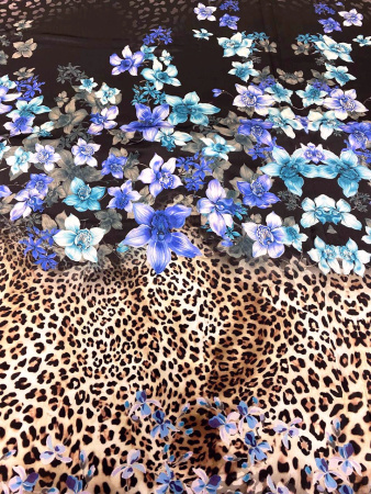 Шелк натуральный ЛЕТНИЙ САД синий